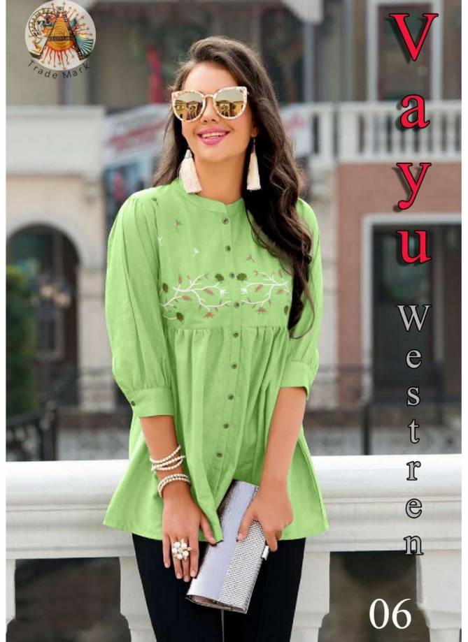 Arya Vayu Exclusive Designer Party Wear Jam Cotton Embroidery Work Western Top Collection 